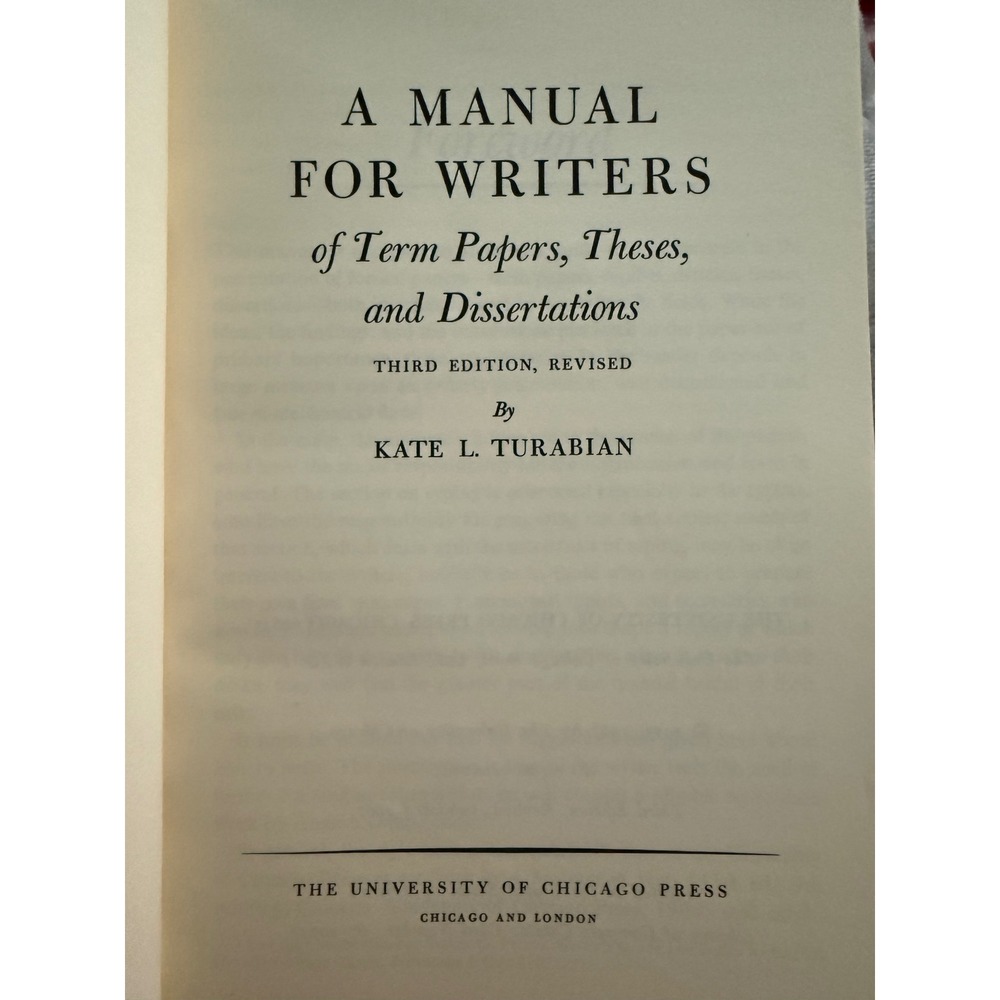 A Manual for Writers Kate L Turabian Third Edition Revised 1969 Vintage Book - Picture 2 of 4